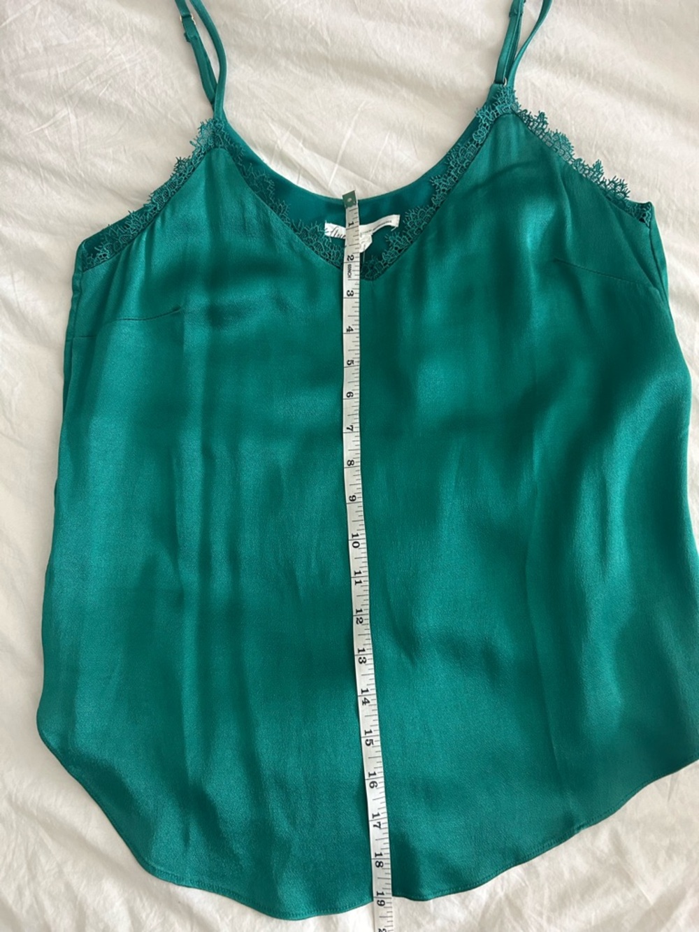 Floreat Anthropologie Green Emerald Lace-Trim Satin Cami Tank Size Small NWT - Picture 5 of 11